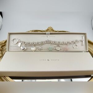 Luna Norte Genuine Stone Charm Bracelet – Silver-Plated with Mixed Charms Trendy